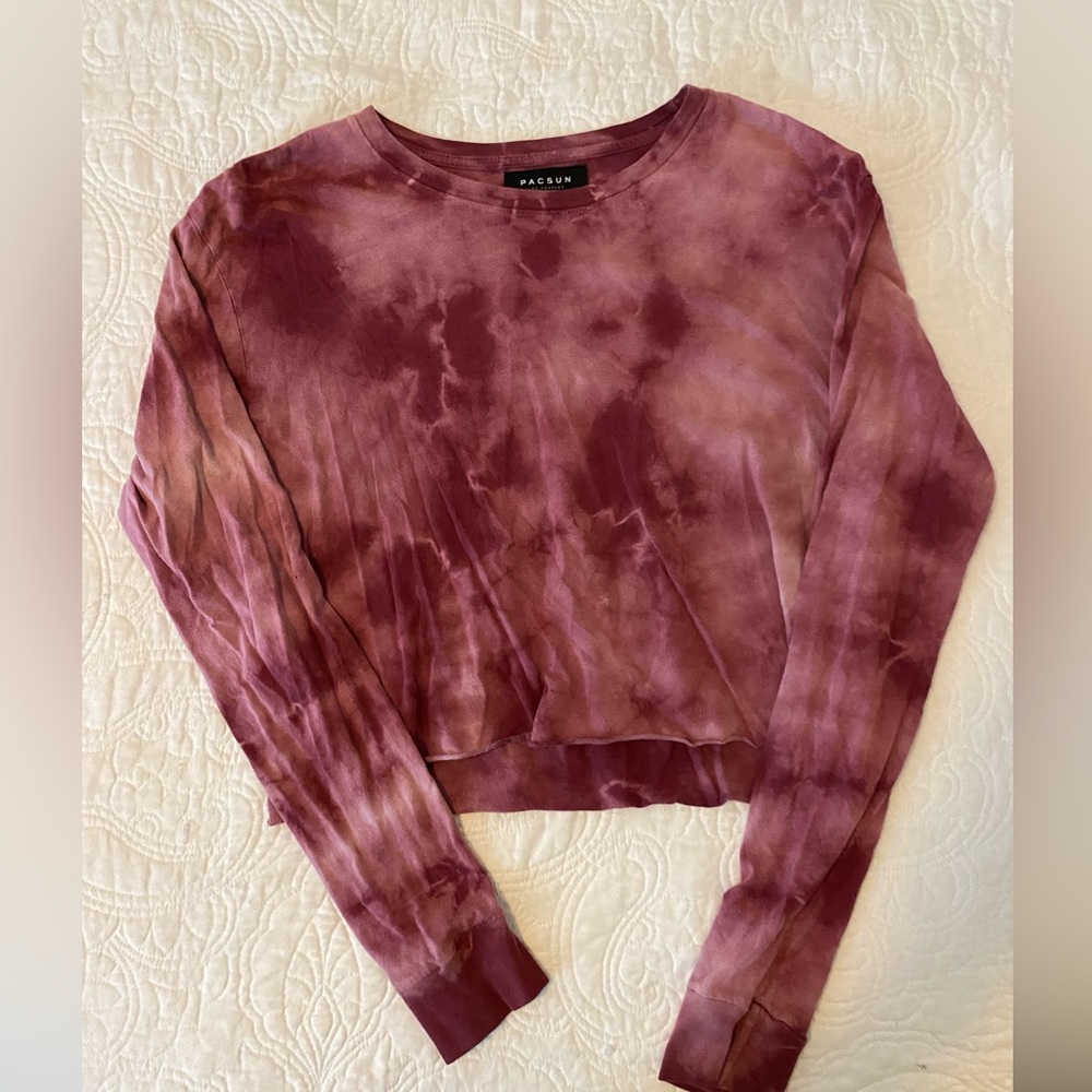 Dark pink tie dye crop long sleeve